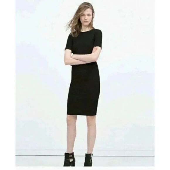 ZARA Women’s Black BODYCON RUBE DRESS Cocktail Party Slim SIZE XS #1173 - Picture 1 of 14